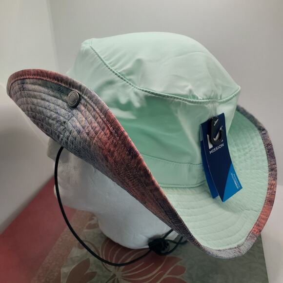 MISSION COOLING BUCKET HAT CAP WITH DRAW STRING NEW "Prism Papaya Punch" - Picture 1 of 11